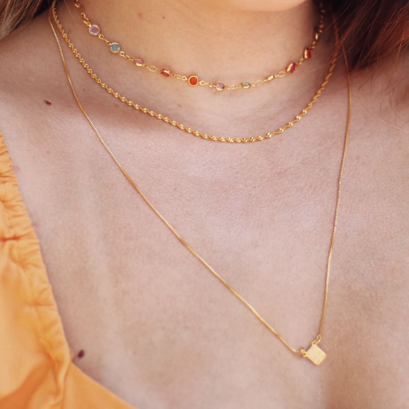 Colar Escapulário Longo- banho de ouro 18k