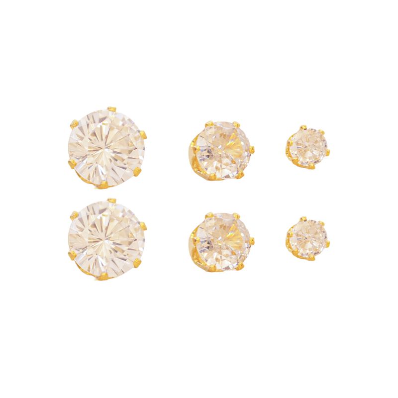 Trio de Zircônias- banho ouro 18k