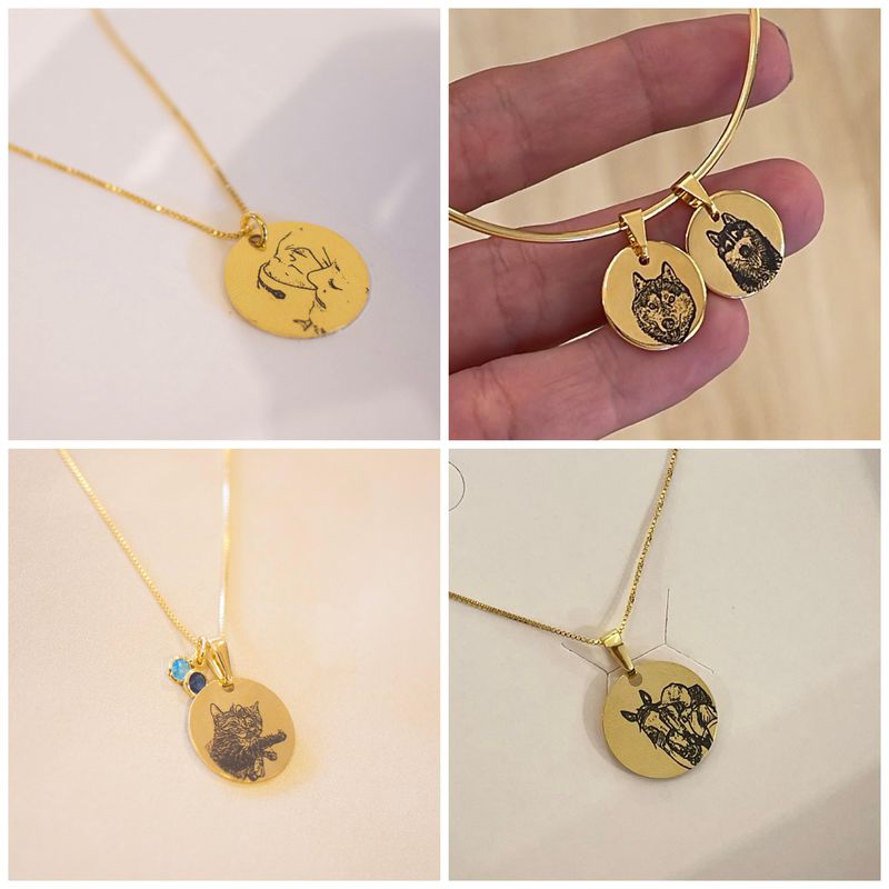 Colar Medalha P + coração- banho ouro 18k