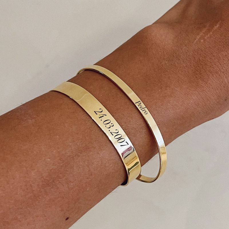 Bracelete Liso M- banho ouro 18k