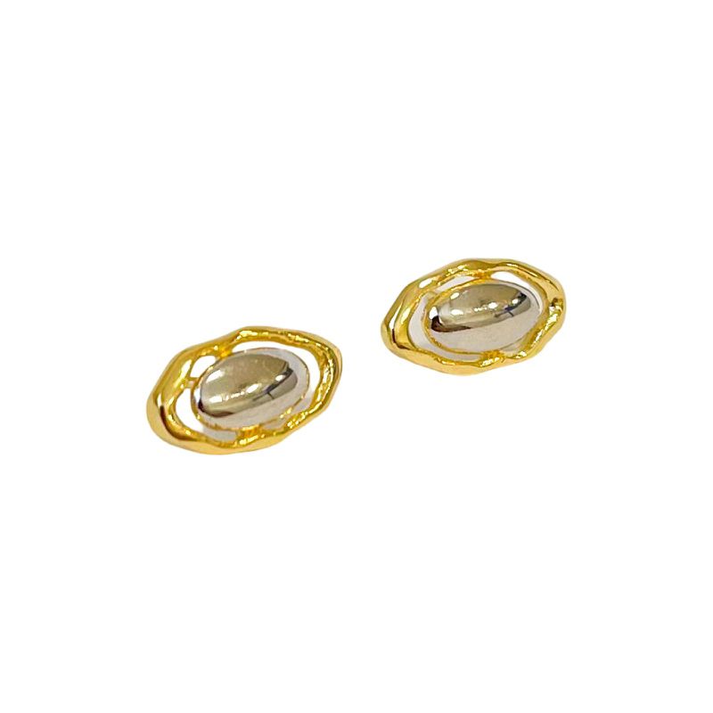 Brinco Duo Organic- banho ouro 18k