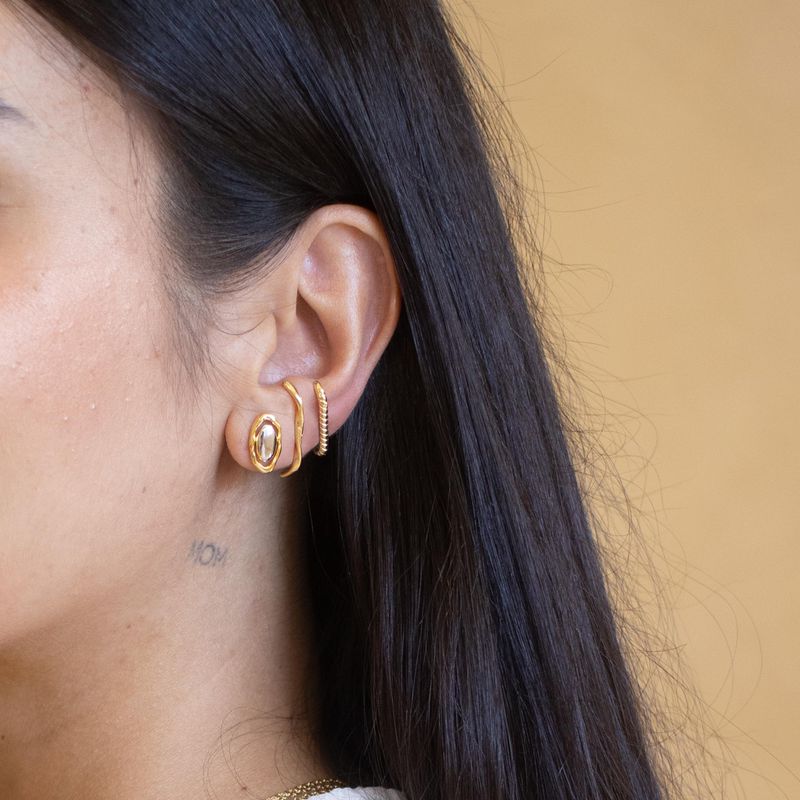 Brinco Duo Organic- banho ouro 18k