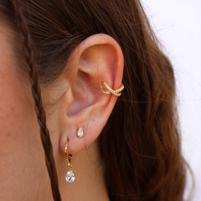 Argola Cristal- banho de ouro 18k