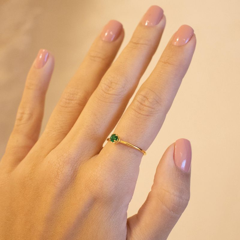 Anel Esmeralda- banho ouro 18k
