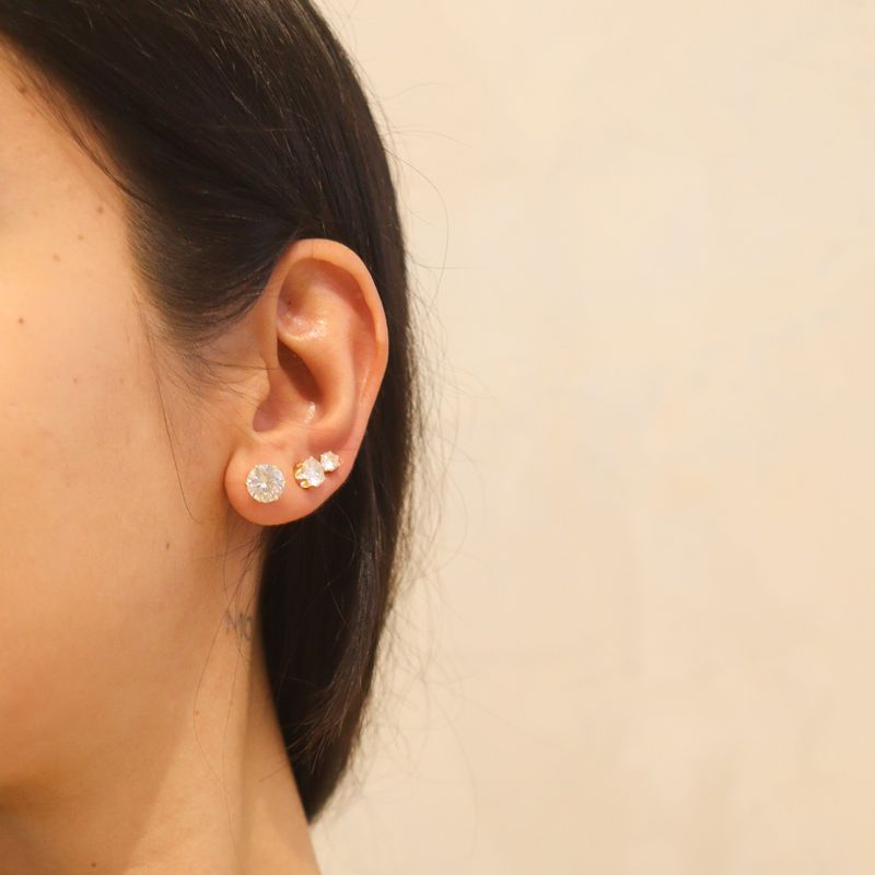 Trio de Zircônias- banho ouro 18k