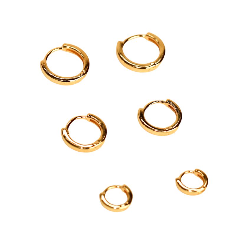 Trio Argolas Basic- banho ouro 18k