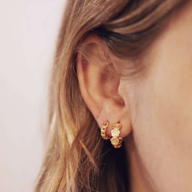 Argola Flores- banho ouro 18k