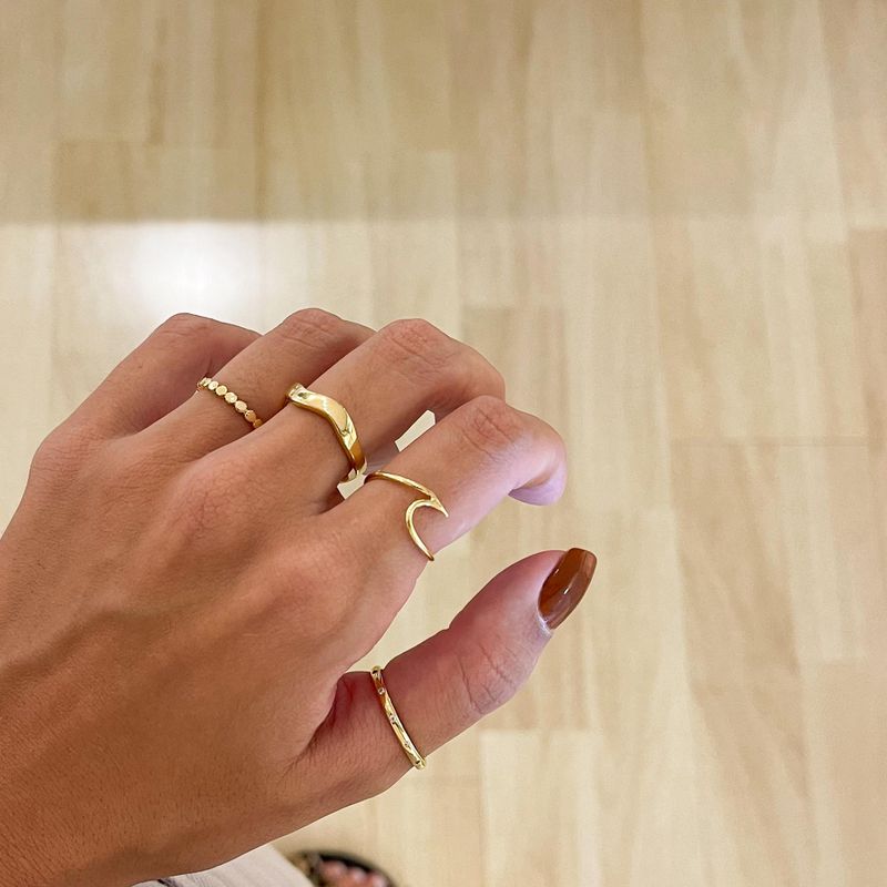 Anel Wave- banho ouro 18k