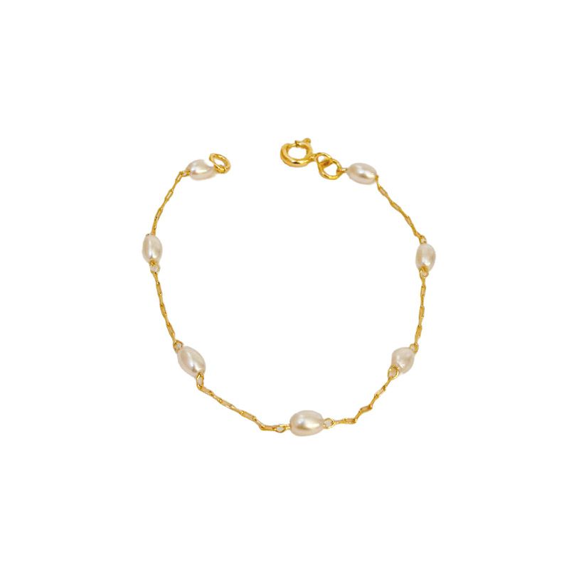 Pulseira Infantil Pérolas- banho ouro 18k