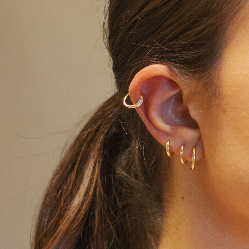 Trio de Argolas Minimal- banho ouro 18k