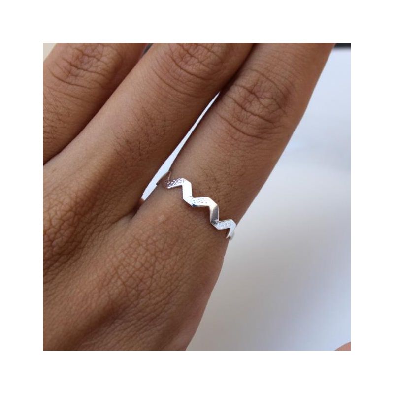 Anel Zigue Zague- banho de prata