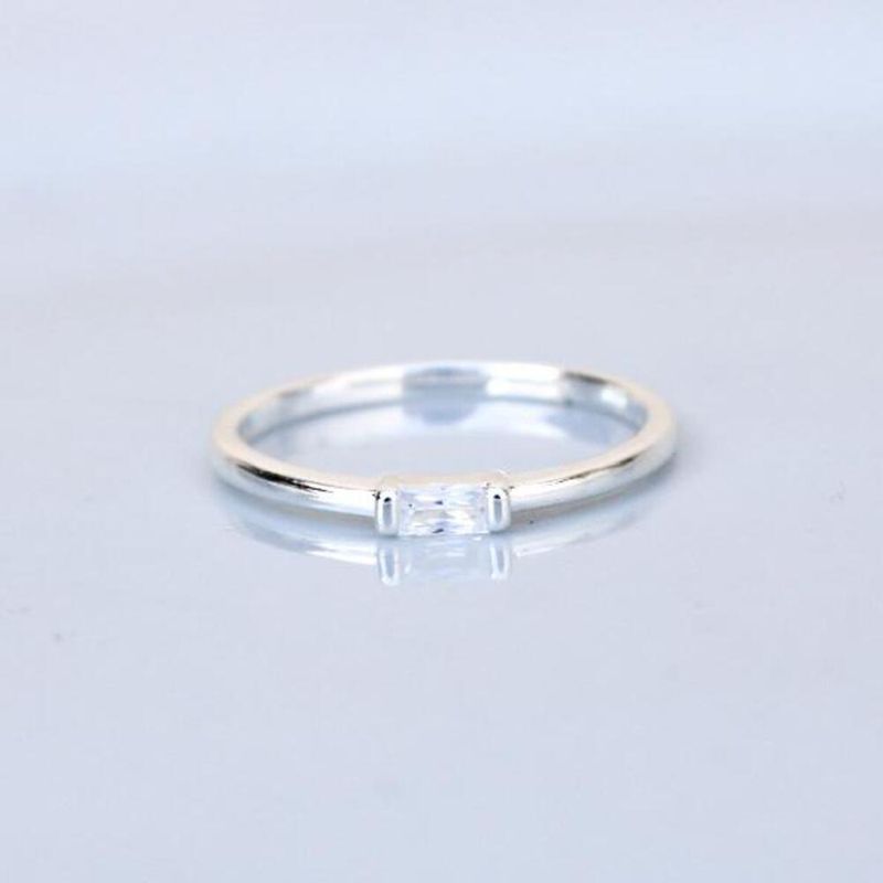 Anel Basic Zircônia- banho de prata