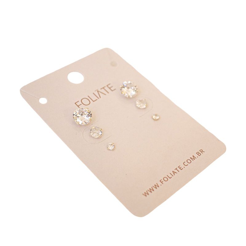 Trio Brincos Zircônias - Prata 925