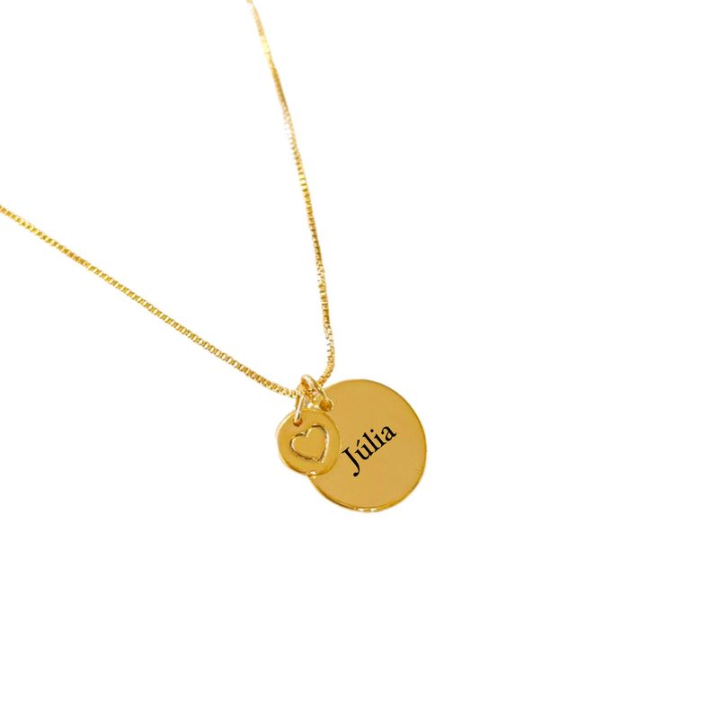 Colar Amore Medalha P- banho ouro 18k