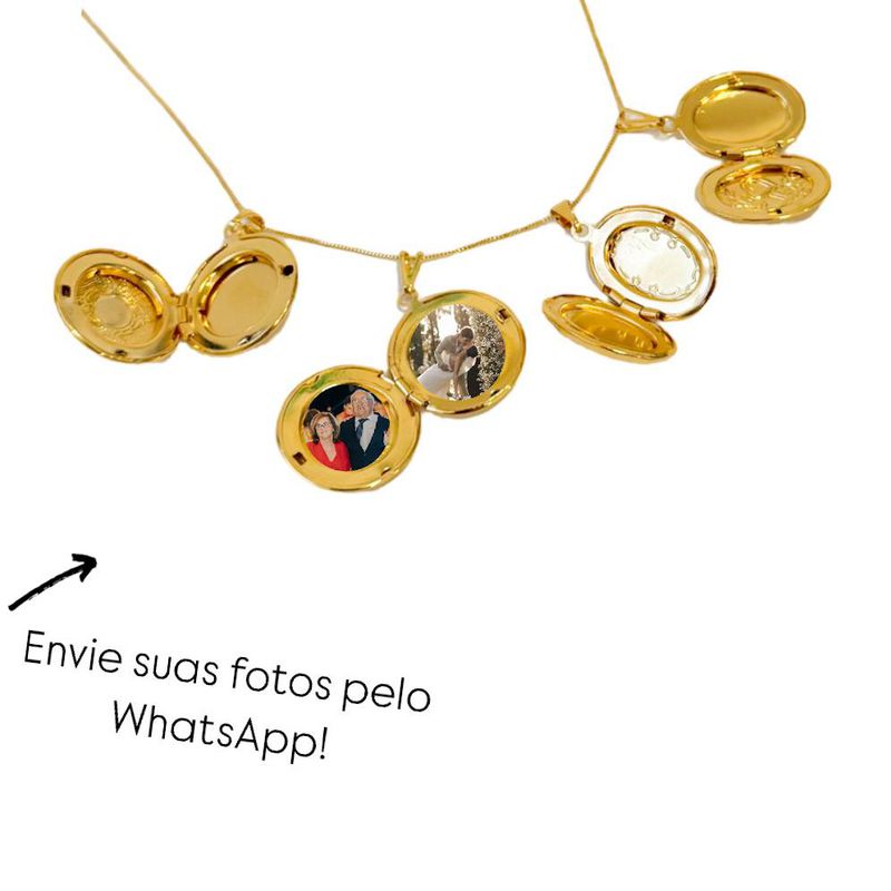 Colar Relicário - banho ouro 18k ESCOLHA O SEU PREFERIDO!