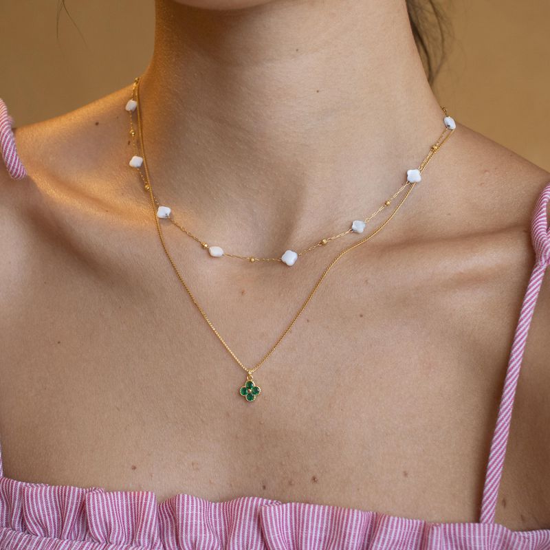 Colar Mini Trevo- banho ouro 18k