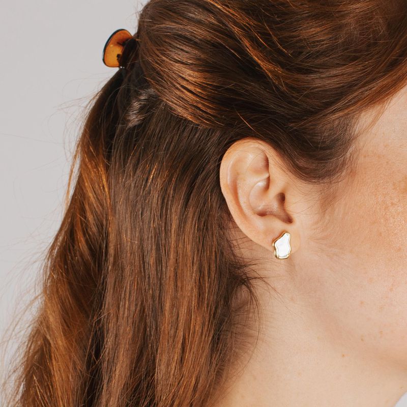 Brinco Organic - banho ouro 18k