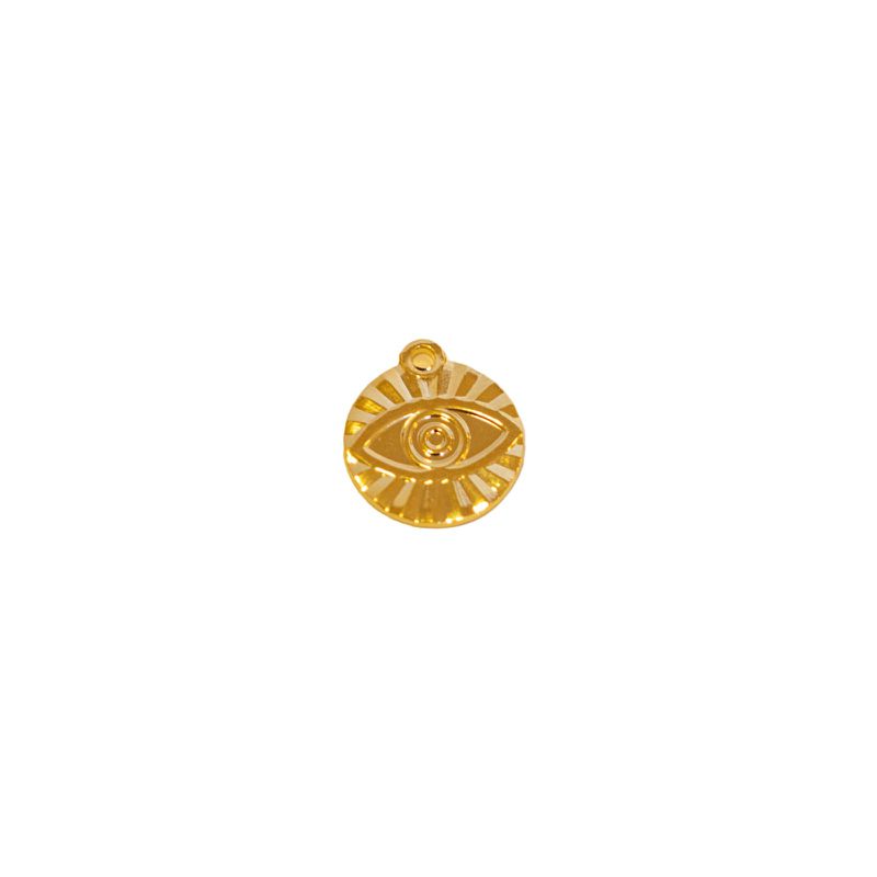 Charm Medalha Olho Grego- banho ouro 18k