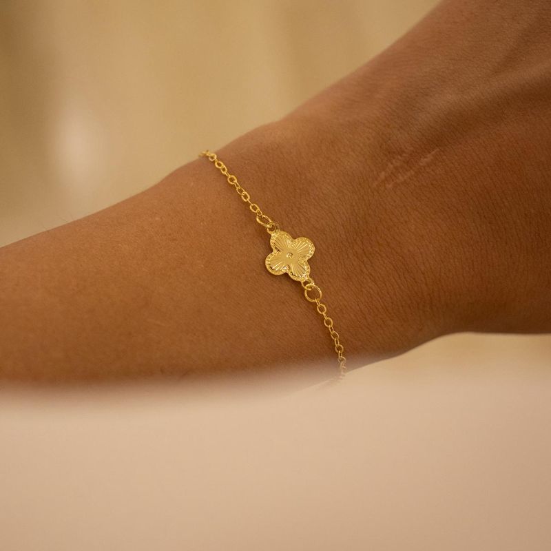 Pulseira Trevo- banho ouro 18k