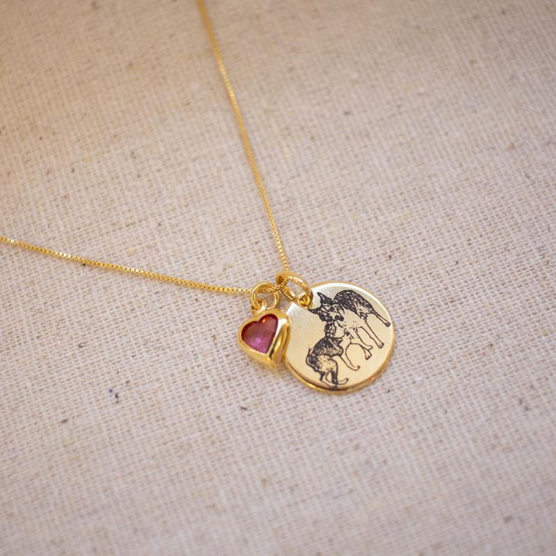 Colar Medalha P + coração- banho ouro 18k