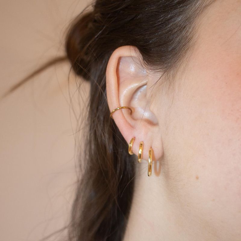 Trio de Argolas Minimal- banho ouro 18k