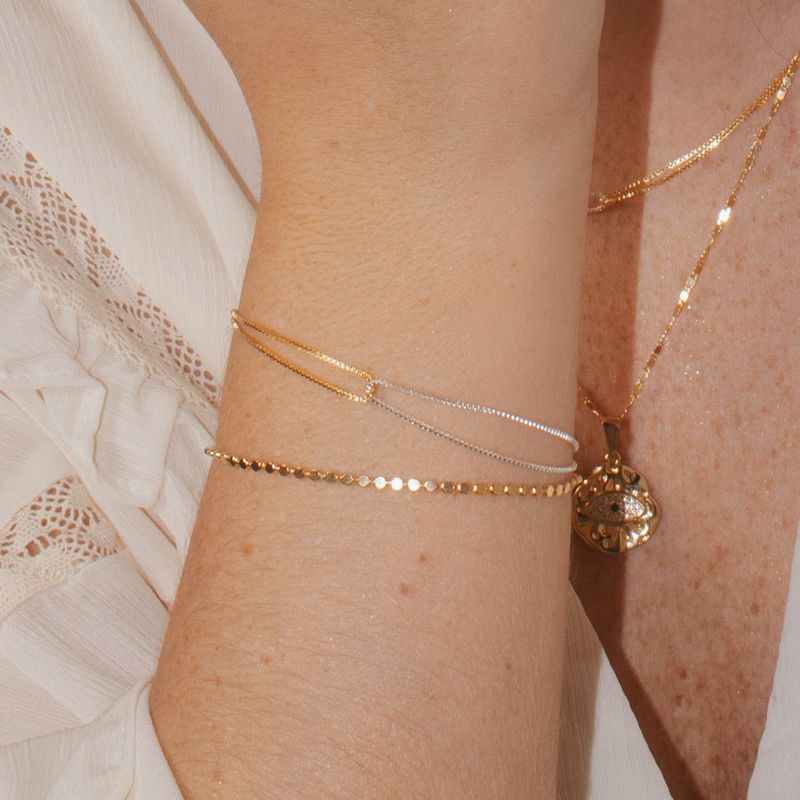 Pulseira Duo Match (Tamanho P)- banho ouro e prata