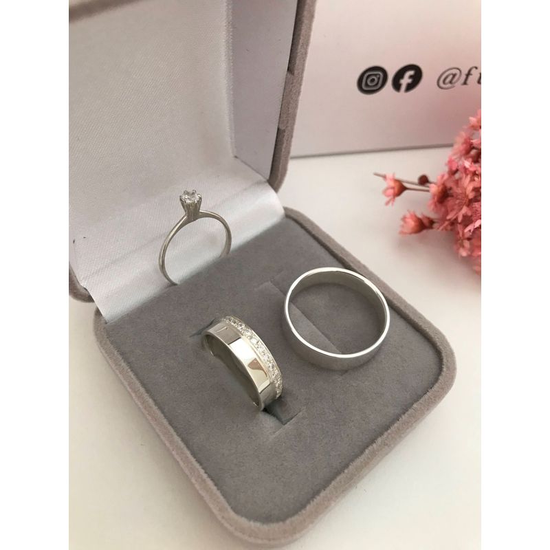 Par De Alianças De Namoro Veneza 5 mm Prata 925- Brinde Exclusivo Solitário