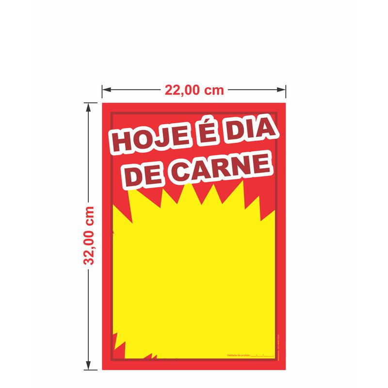 Cartaz hoje é dia de carne 22x32cm