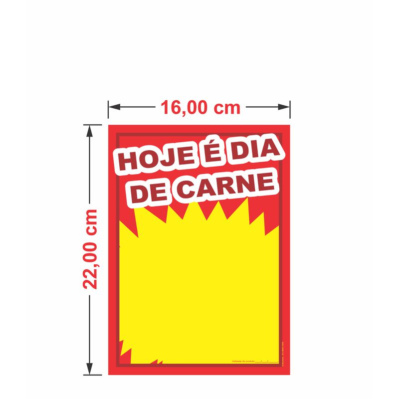 Cartaz hoje e dia de carne 16x22cm