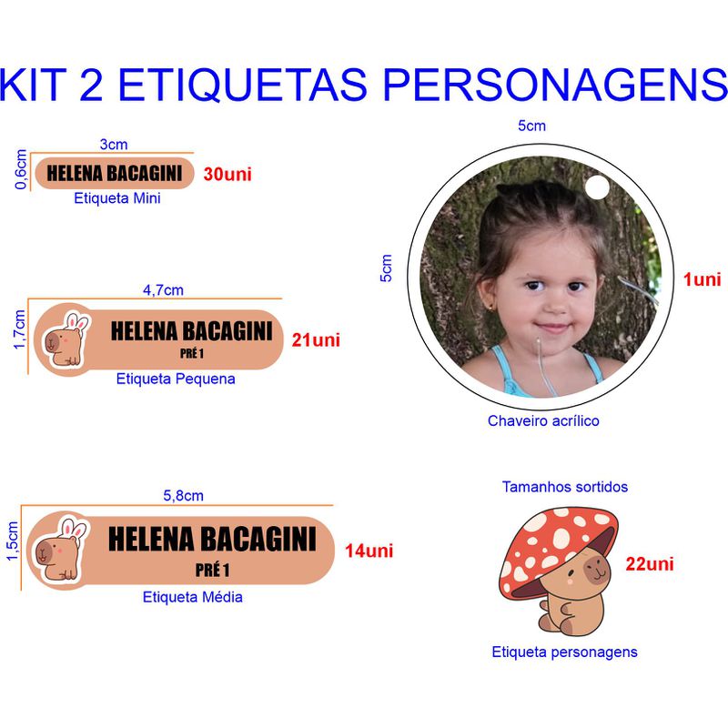 kit 2 etiqueta Personagens