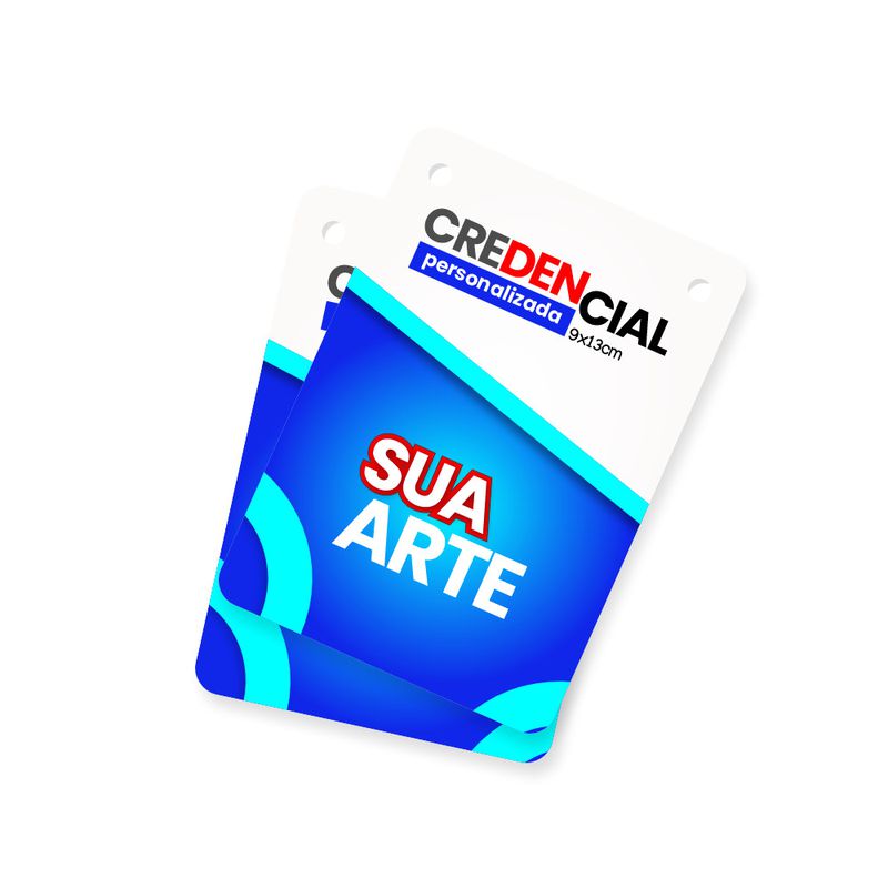 Credencial Personalizada em PVC Branco 1mm 90x130mm - Frente