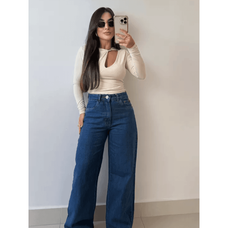 CALÇA JEANS WIDE LEG