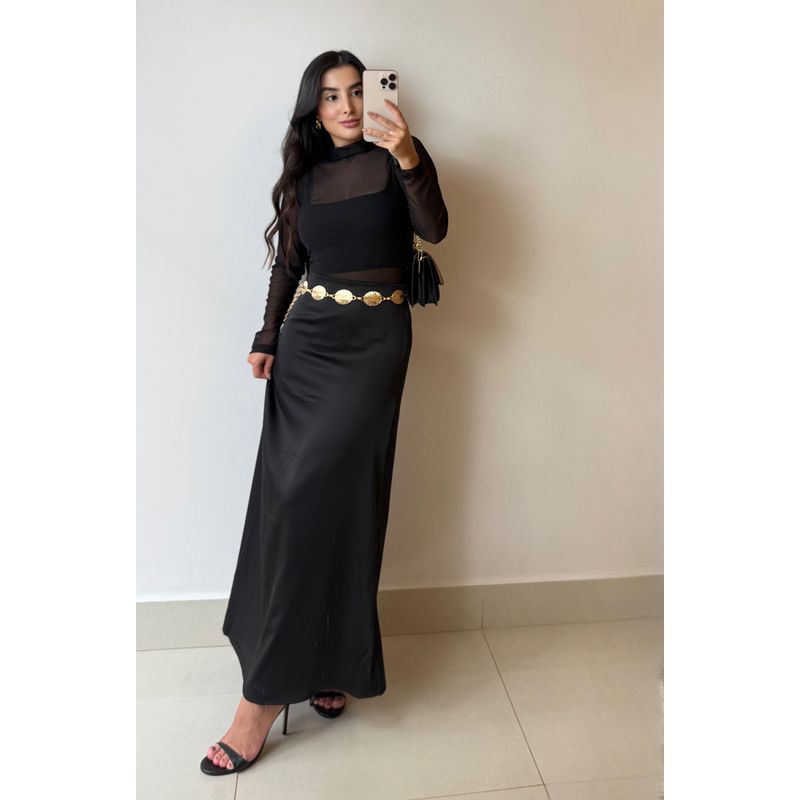 SAIA MIDI ACETINADA PRETA