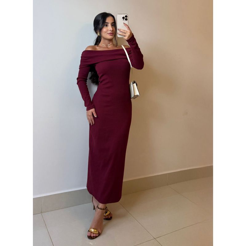 VESTIDO CANELADO HELENA BORDO