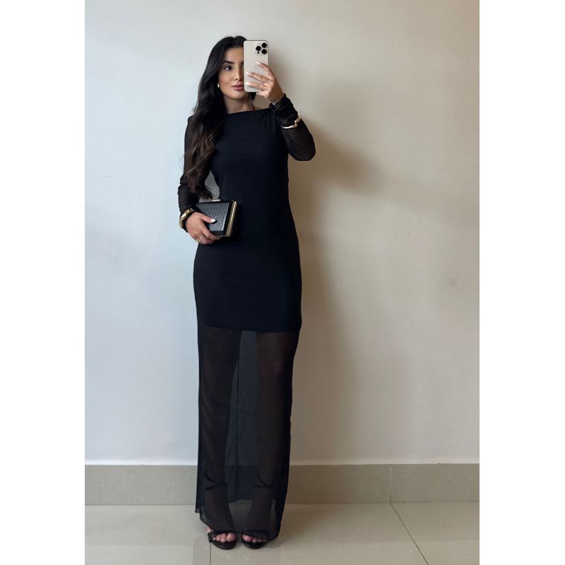 VESTIDO CELINE TULE PRETO