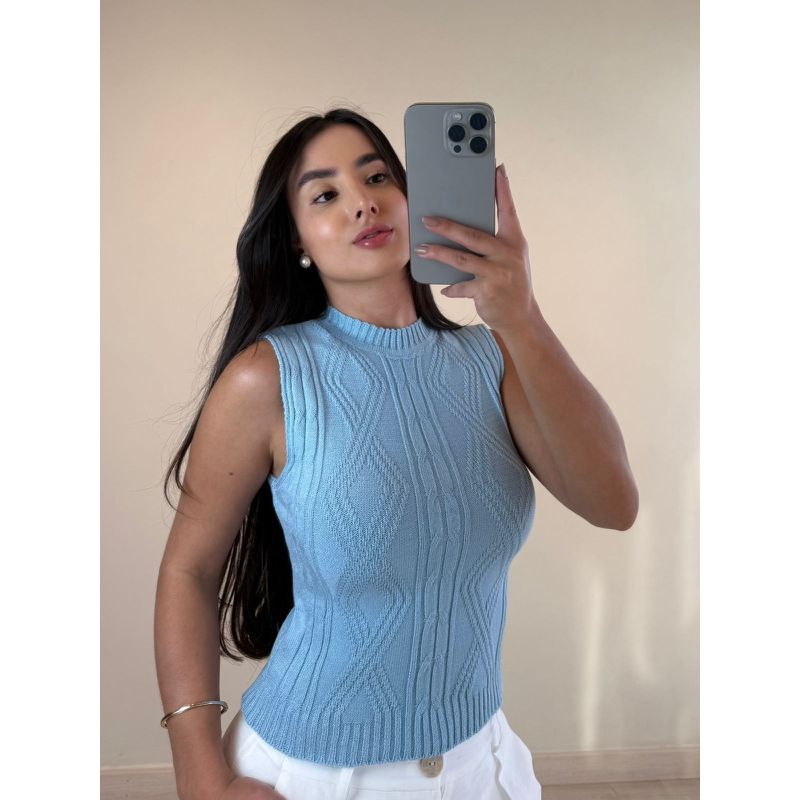 REGATA TRICOT MODAL AZUL 