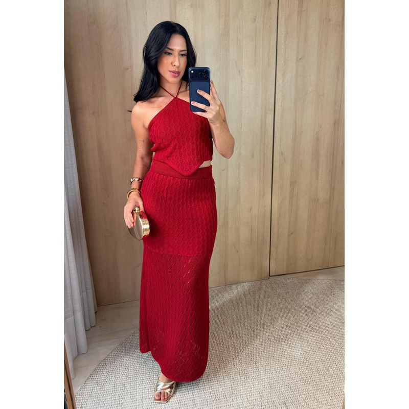 CONJUNTO TRICOT MODAL VERMELHO