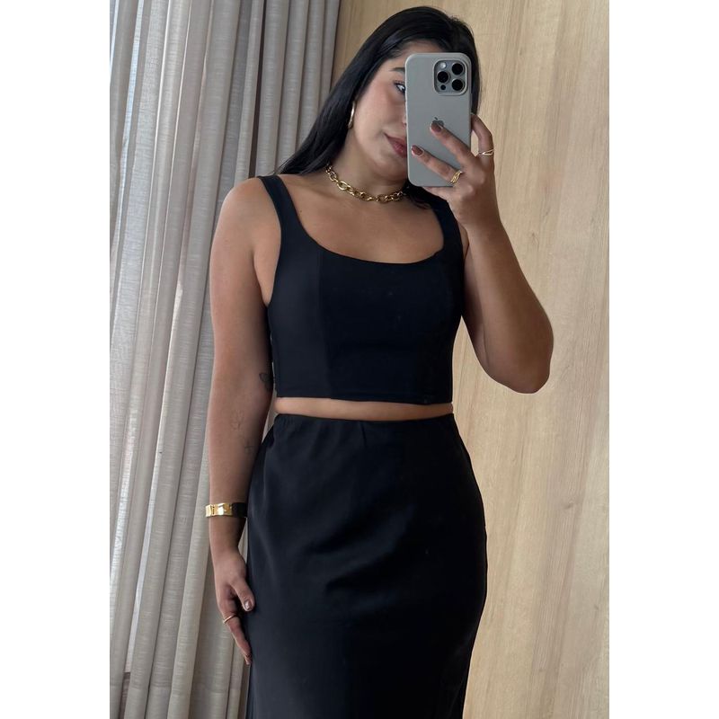 CROPPED PRETO VISCOSE