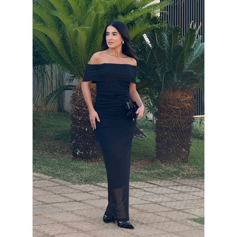 VESTIDO MIDI TULE PRETO
