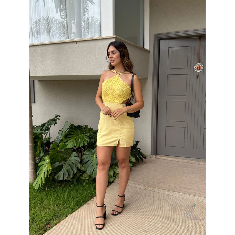 VESTIDO DE LINHO AMARELO