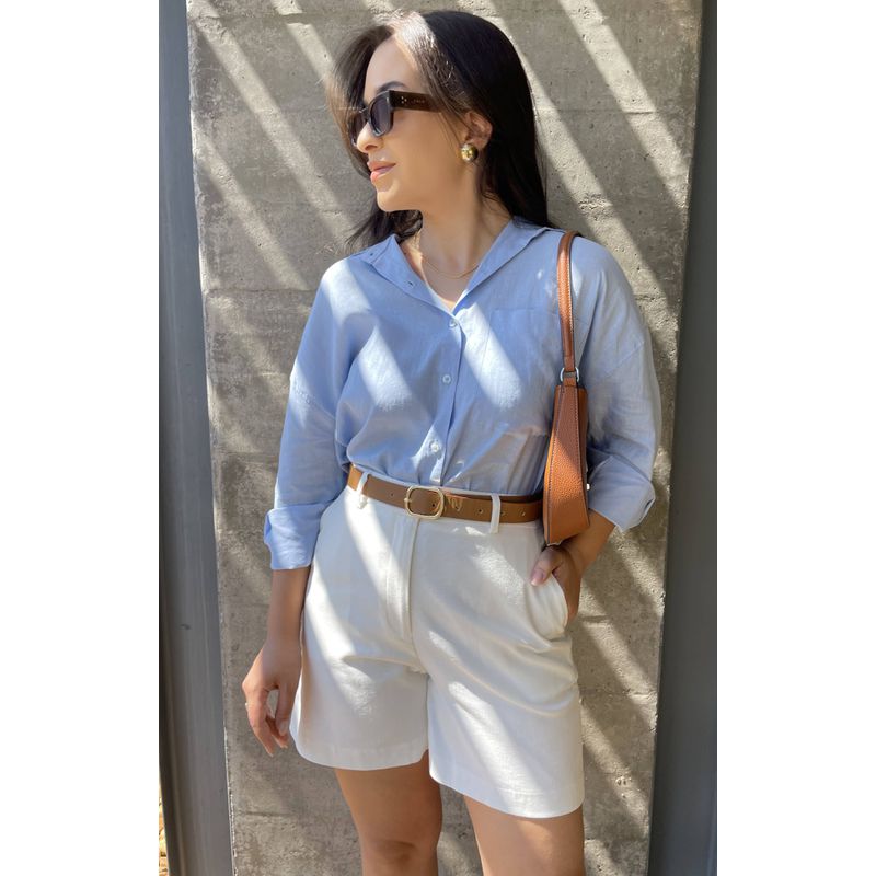 Camisa Linho Julia - Azul - 2600001 - LOJAELLE