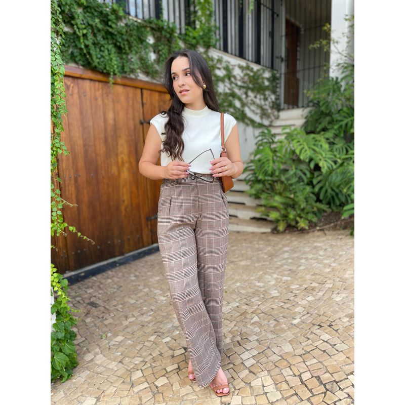 Calça Xadrez Felipa - Estampa - 2970001 - LOJAELLE