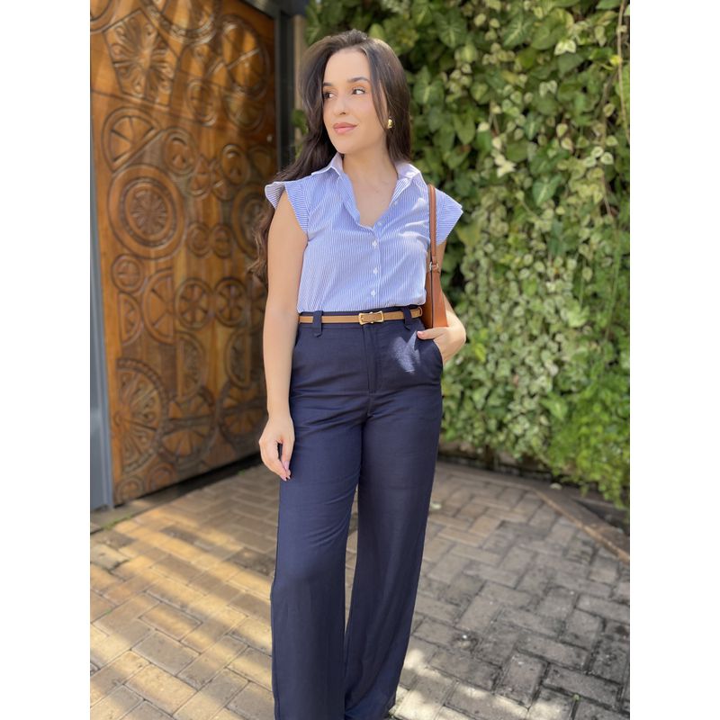 Calça Linho Agatha - Azul Marinho - 2960001 - LOJAELLE