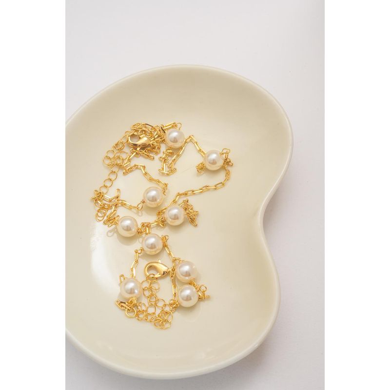 Colar Elos e Pérola com Banho em Ouro 18k - 444000... - LOJAELLE