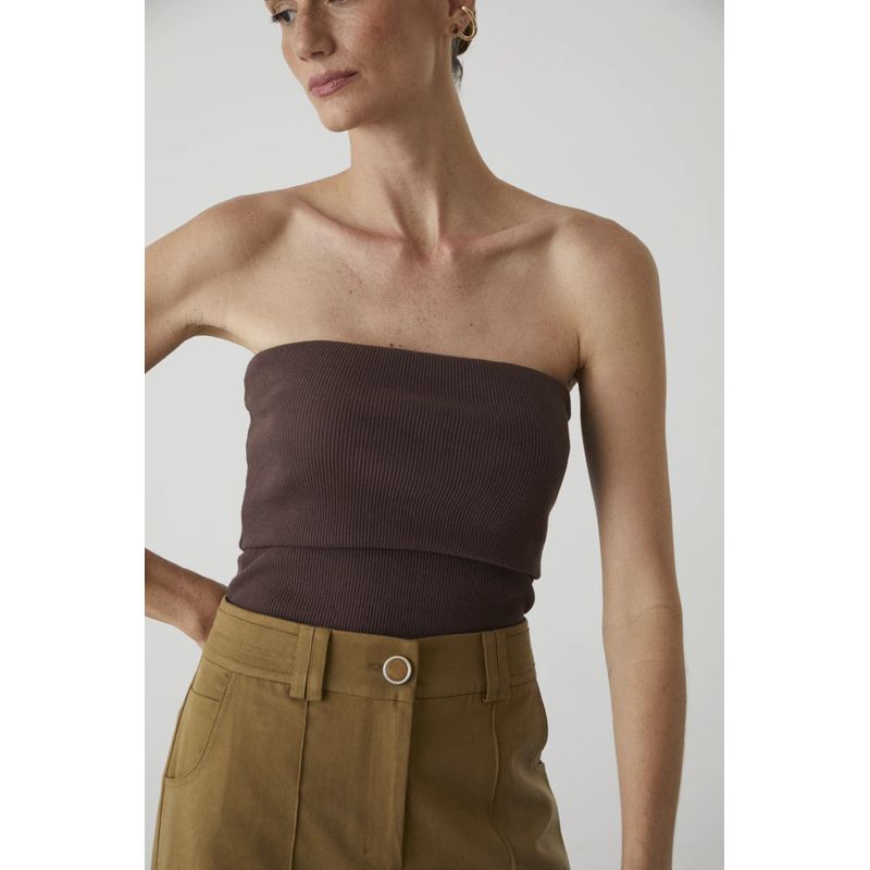 Blusa sem Alça Sarah - Marrom chocolate - 00063600... - LOJAELLE