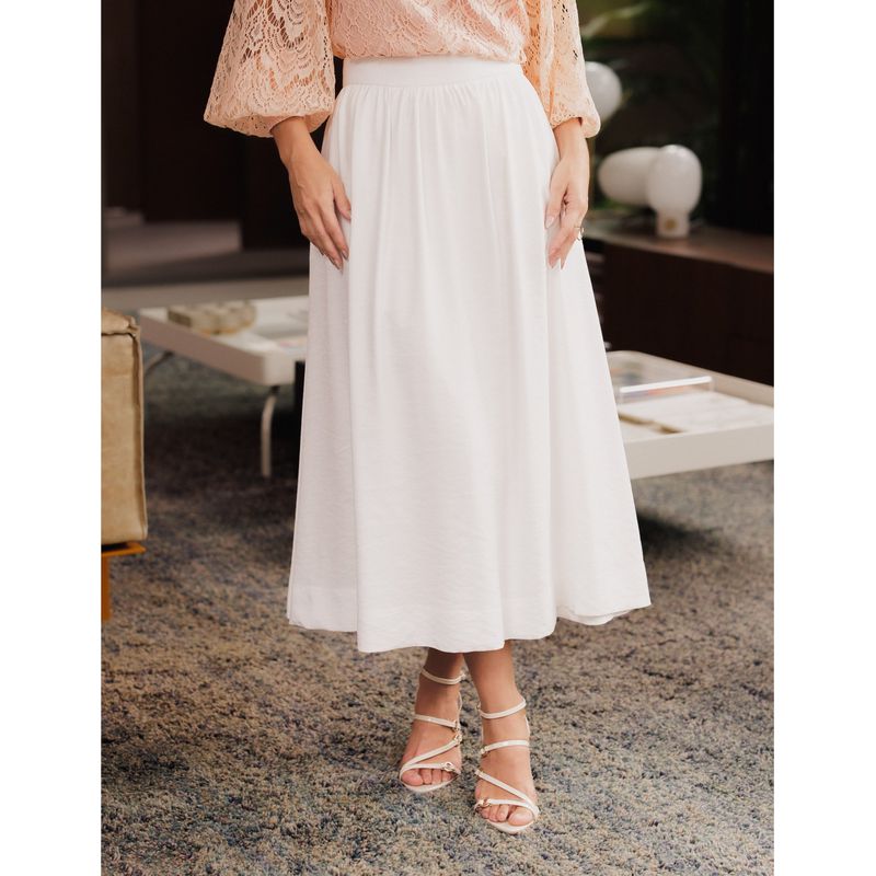 Saia Midi Gode Alfaiataria - Off white - 000616000 - LOJAELLE