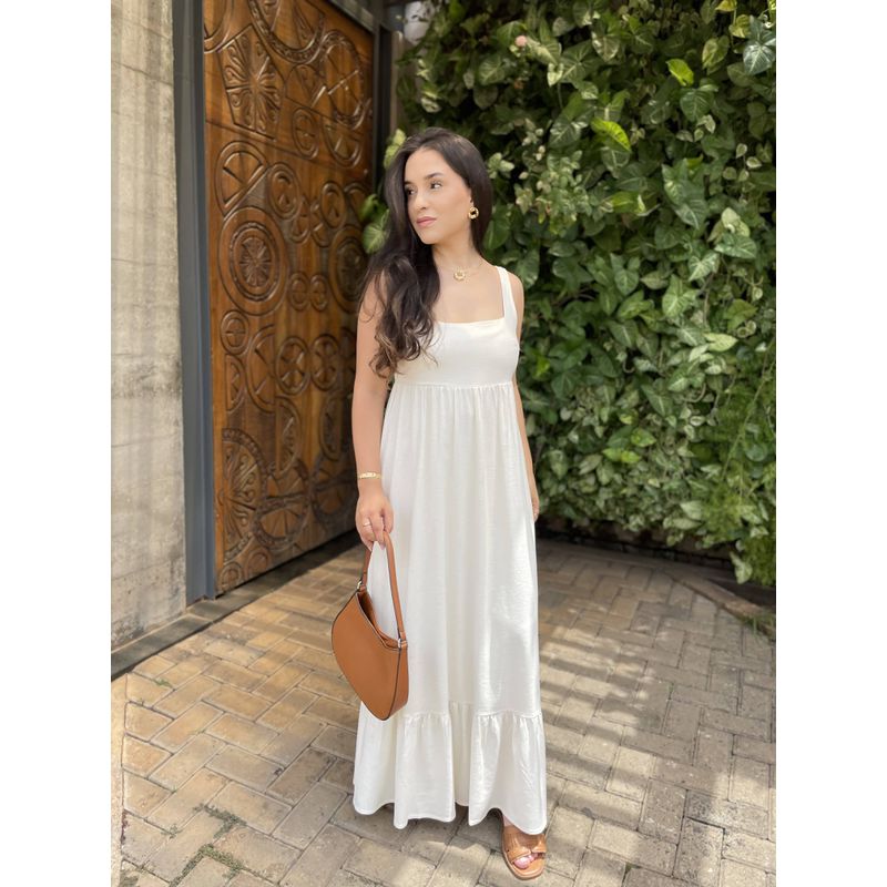 Vestido Filipa Viscolinho - Off White - 2300001 - LOJAELLE