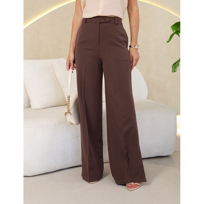 Calça Pantalona Alfaiataria - Marrom - 0006470006 - LOJAELLE