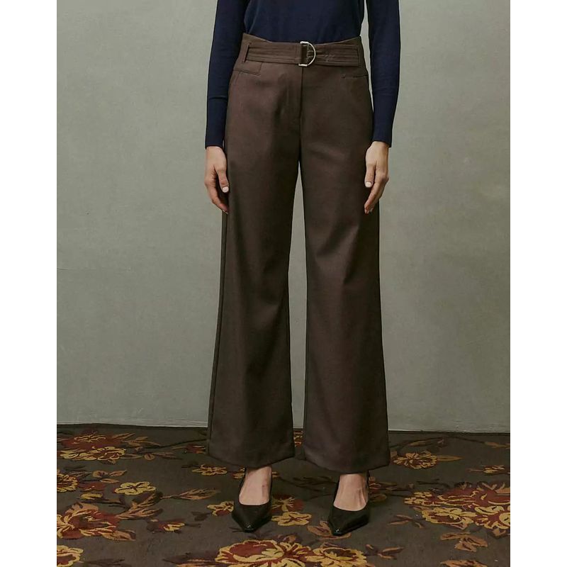 Calça C Cinto Camile - Marrom - 0006590006 - LOJAELLE