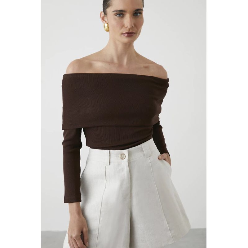 Blusa Loren - Marrom - 0006640006 - LOJAELLE